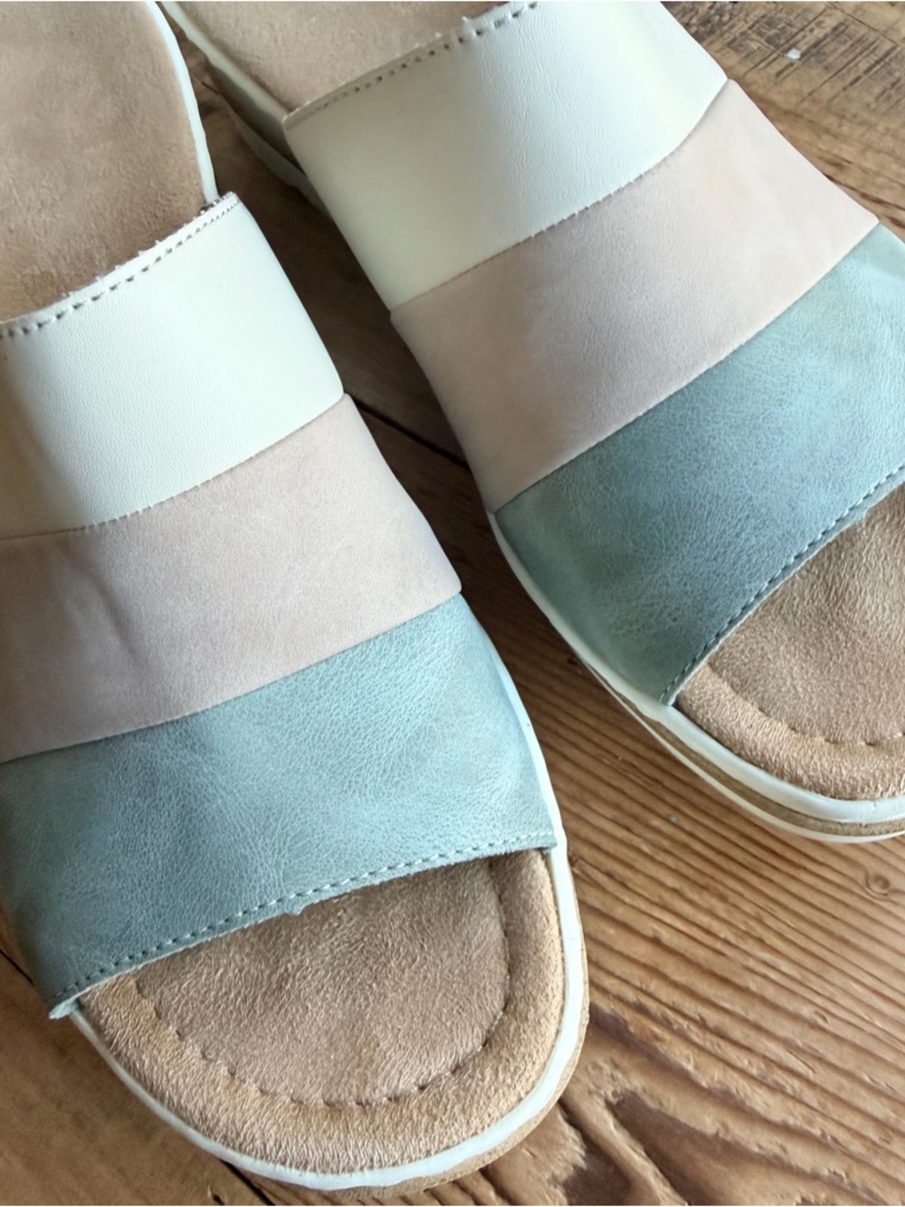 Rieker Tri-Panel Pastel Slide Wedge in Cream, Mint & Blush - Picture 7 of 7